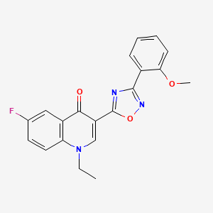 molecular formula C20H16FN3O3 B2356442 1-ethyl-6-fluoro-3-[3-(2-methoxyphenyl)-1,2,4-oxadiazol-5-yl]quinolin-4(1H)-one CAS No. 1207001-56-6