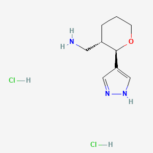 molecular formula C9H17Cl2N3O B2356451 [(2R,3S)-2-(1H-Pyrazol-4-yl)oxan-3-yl]methanamine;dihydrochloride CAS No. 2307756-38-1