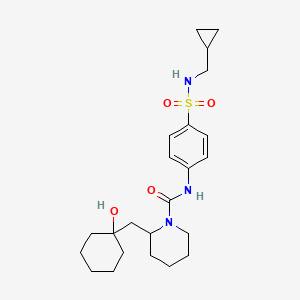 molecular formula C23H35N3O4S B2356454 N-[4-(Cyclopropylmethylsulfamoyl)phenyl]-2-[(1-hydroxycyclohexyl)methyl]piperidine-1-carboxamide CAS No. 2445792-40-3