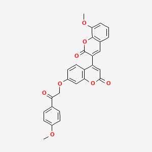 molecular formula C28H20O8 B2356460 8-甲氧基-3-[7-[2-(4-甲氧基苯基)-2-氧代乙氧基]-2-氧代色烯-4-基]色烯-2-酮 CAS No. 859666-77-6