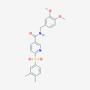 N-(3,4-dimethoxybenzyl)-6-((3,4-dimethylphenyl)sulfonyl)nicotinamide