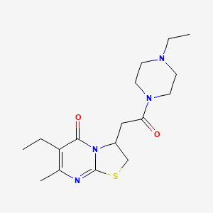 molecular formula C17H26N4O2S B2356473 6-ethyl-3-(2-(4-ethylpiperazin-1-yl)-2-oxoethyl)-7-methyl-2H-thiazolo[3,2-a]pyrimidin-5(3H)-one CAS No. 953011-45-5