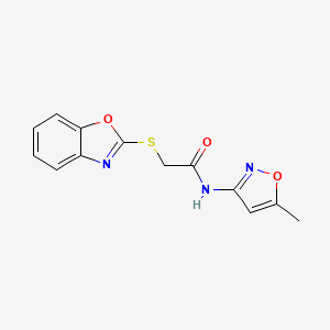 molecular formula C13H11N3O3S B2356474 2-(1,3-benzoxazol-2-ylsulfanyl)-N-(5-methyl-1,2-oxazol-3-yl)acetamide CAS No. 309274-50-8