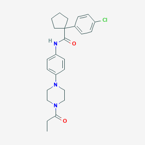 molecular formula C25H30ClN3O2 B235648 1-(4-chlorophenyl)-N-[4-(4-propanoylpiperazin-1-yl)phenyl]cyclopentanecarboxamide 