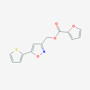 molecular formula C13H9NO4S B2356480 (5-(Thiophen-2-yl)isoxazol-3-yl)methyl furan-2-carboxylate CAS No. 946286-64-2