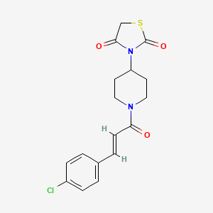 molecular formula C17H17ClN2O3S B2356485 (E)-3-(1-(3-(4-chlorophenyl)acryloyl)piperidin-4-yl)thiazolidine-2,4-dione CAS No. 1799260-77-7
