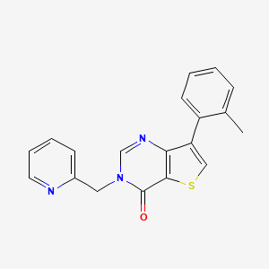 molecular formula C19H15N3OS B2356487 7-(2-methylphenyl)-3-(pyridin-2-ylmethyl)thieno[3,2-d]pyrimidin-4(3H)-one CAS No. 1207033-11-1