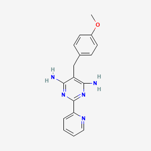 molecular formula C17H17N5O B2356493 5-(4-Methoxybenzyl)-2-(2-pyridinyl)-4,6-pyrimidinediamine CAS No. 338965-07-4