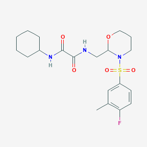 molecular formula C20H28FN3O5S B2356497 N'-cyclohexyl-N-[[3-(4-fluoro-3-methylphenyl)sulfonyl-1,3-oxazinan-2-yl]methyl]oxamide CAS No. 872724-74-8