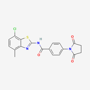 molecular formula C19H14ClN3O3S B2356518 N-(7-氯-4-甲基苯并[d]噻唑-2-基)-4-(2,5-二氧代吡咯烷-1-基)苯甲酰胺 CAS No. 897759-45-4