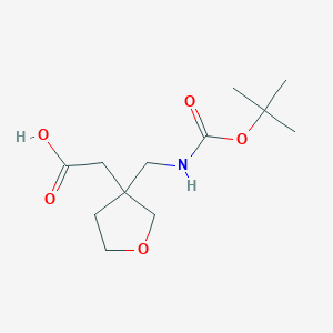 2-[3-[[(2-Methylpropan-2-yl)oxycarbonylamino]methyl]oxolan-3-yl]acetic acid