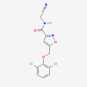 molecular formula C14H11Cl2N3O3 B2356525 N-(cyanomethyl)-5-[(2,6-dichlorophenoxy)methyl]-N-methyl-1,2-oxazole-3-carboxamide CAS No. 1424305-15-6