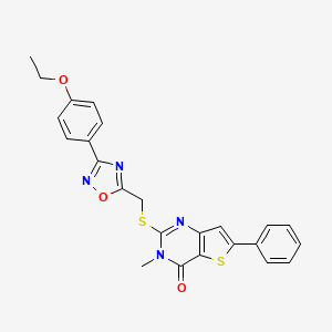 molecular formula C24H20N4O3S2 B2356530 6-Methoxy-4-[4-(piperidin-1-ylcarbonyl)piperidin-1-yl]quinoline-3-carbonitrile CAS No. 1105214-82-1