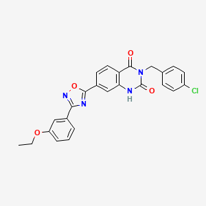 molecular formula C25H19ClN4O4 B2356532 3-(4-chlorobenzyl)-7-(3-(3-ethoxyphenyl)-1,2,4-oxadiazol-5-yl)quinazoline-2,4(1H,3H)-dione CAS No. 1207059-16-2