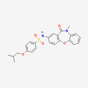 molecular formula C24H24N2O5S B2356535 4-isobutoxy-N-(10-methyl-11-oxo-10,11-dihydrodibenzo[b,f][1,4]oxazepin-2-yl)benzenesulfonamide CAS No. 922061-79-8