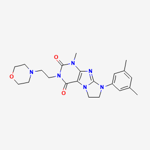 molecular formula C22H28N6O3 B2356537 6-(3,5-Dimethylphenyl)-4-methyl-2-(2-morpholin-4-ylethyl)-7,8-dihydropurino[7,8-a]imidazole-1,3-dione CAS No. 893956-06-4