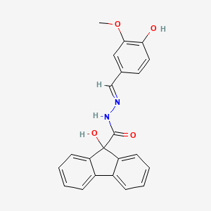 (E)-9-hydroxy-N'-(4-hydroxy-3-methoxybenzylidene)-9H-fluorene-9-carbohydrazide