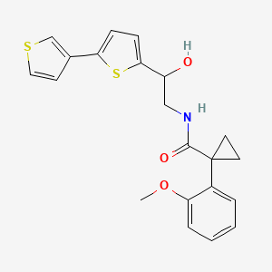 molecular formula C21H21NO3S2 B2356543 N-(2-{[2,3'-bithiophene]-5-yl}-2-hydroxyethyl)-1-(2-methoxyphenyl)cyclopropane-1-carboxamide CAS No. 2097903-18-7