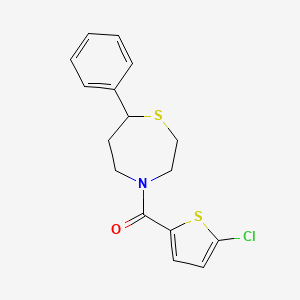 molecular formula C16H16ClNOS2 B2356551 (5-Chlorothiophen-2-yl)(7-phenyl-1,4-thiazepan-4-yl)methanone CAS No. 1797572-61-2