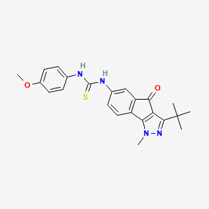 3-(Tert-butyl)-6-((((4-methoxyphenyl)amino)thioxomethyl)amino)-1-methylindeno[2,3-D]pyrazol-4-one