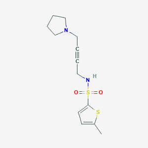 molecular formula C13H18N2O2S2 B2356556 5-methyl-N-(4-(pyrrolidin-1-yl)but-2-yn-1-yl)thiophene-2-sulfonamide CAS No. 1396879-72-3