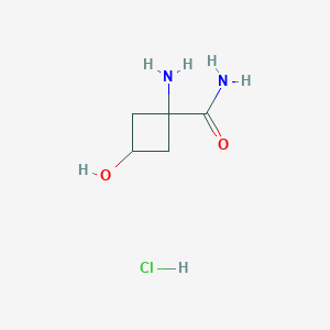 molecular formula C5H11ClN2O2 B2356570 1-氨基-3-羟基环丁烷-1-甲酰胺；盐酸盐 CAS No. 2193051-92-0