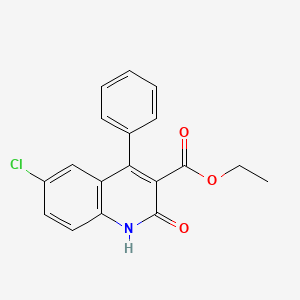 molecular formula C18H14ClNO3 B2356573 Ethyl 6-chloro-2-oxo-4-phenyl-1,2-dihydro-3-quinolinecarboxylate CAS No. 93654-27-4