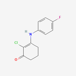 molecular formula C12H11ClFNO B2356577 2-氯-3-((4-氟苯基)氨基)环己-2-烯-1-酮 CAS No. 1023511-66-1