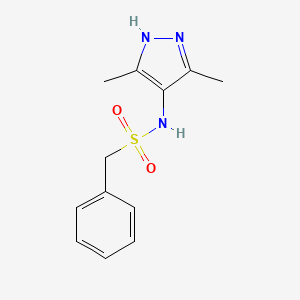 molecular formula C12H15N3O2S B2356578 N-(3,5-dimethyl-1H-pyrazol-4-yl)-1-phenylmethanesulfonamide CAS No. 1187345-37-4