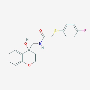 molecular formula C18H18FNO3S B2356580 2-((4-fluorophenyl)thio)-N-((4-hydroxychroman-4-yl)methyl)acetamide CAS No. 1396853-38-5