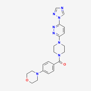 molecular formula C21H24N8O2 B2356585 (4-(6-(1H-1,2,4-triazol-1-yl)pyridazin-3-yl)piperazin-1-yl)(4-morpholinophenyl)methanone CAS No. 1797903-31-1