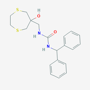 molecular formula C20H24N2O2S2 B2356592 1-Benzhydryl-3-[(6-hydroxy-1,4-dithiepan-6-yl)methyl]urea CAS No. 2415523-55-4