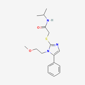 molecular formula C17H23N3O2S B2356601 N-isopropyl-2-((1-(2-methoxyethyl)-5-phenyl-1H-imidazol-2-yl)thio)acetamide CAS No. 1207036-23-4