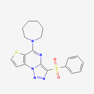 molecular formula C19H19N5O2S2 B2356611 5-(Azepan-1-yl)-3-(phenylsulfonyl)thieno[2,3-e][1,2,3]triazolo[1,5-a]pyrimidine CAS No. 892730-11-9