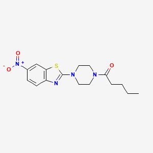 molecular formula C16H20N4O3S B2356619 1-(4-(6-Nitrobenzo[d]thiazol-2-yl)piperazin-1-yl)pentan-1-one CAS No. 357652-04-1