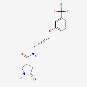 molecular formula C17H17F3N2O3 B2356633 1-methyl-5-oxo-N-(4-(3-(trifluoromethyl)phenoxy)but-2-yn-1-yl)pyrrolidine-3-carboxamide CAS No. 1421466-35-4