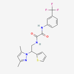 molecular formula C20H19F3N4O2S B2356655 N1-(2-(3,5-二甲基-1H-吡唑-1-基)-2-(噻吩-2-基)乙基)-N2-(3-(三氟甲基)苯基)草酰胺 CAS No. 2034343-49-0