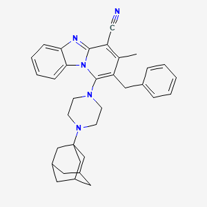 molecular formula C34H37N5 B2356656 1-[4-(1-Adamantyl)piperazin-1-yl]-2-benzyl-3-methylpyrido[1,2-a]benzimidazole-4-carbonitrile CAS No. 443332-26-1