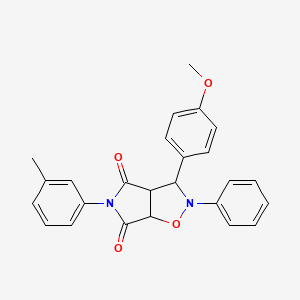 molecular formula C25H22N2O4 B2356672 3-(4-methoxyphenyl)-2-phenyl-5-(m-tolyl)dihydro-2H-pyrrolo[3,4-d]isoxazole-4,6(5H,6aH)-dione CAS No. 1005266-46-5