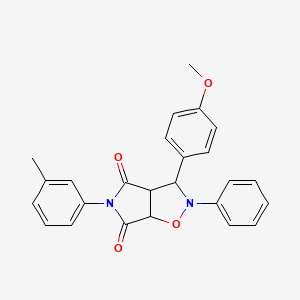 molecular formula C25H22N2O4 B2356672 3-(4-メトキシフェニル)-2-フェニル-5-(m-トリル)ジヒドロ-2H-ピロロ[3,4-d]イソキサゾール-4,6(5H,6aH)-ジオン CAS No. 1005266-46-5