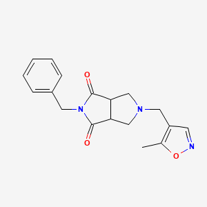 molecular formula C18H19N3O3 B2356675 5-Benzyl-2-[(5-methyl-1,2-oxazol-4-yl)methyl]-1,3,3a,6a-tetrahydropyrrolo[3,4-c]pyrrole-4,6-dione CAS No. 2415582-68-0