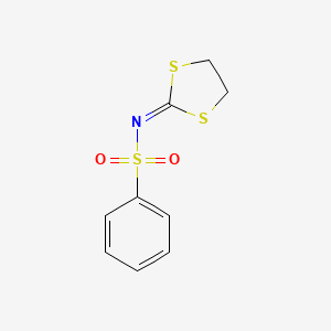 molecular formula C9H9NO2S3 B2356684 N-(1,3-dithiolan-2-ylidene)benzenesulfonamide CAS No. 13068-41-2