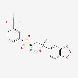 molecular formula C17H16F3NO5S B2356688 N-(2-(苯并[d][1,3]二氧杂环-5-基)-2-羟基丙基)-3-(三氟甲基)苯磺酰胺 CAS No. 1396869-54-7
