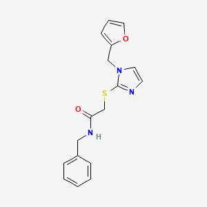 molecular formula C17H17N3O2S B2356690 N-benzyl-2-[1-(furan-2-ylmethyl)imidazol-2-yl]sulfanylacetamide CAS No. 872594-12-2
