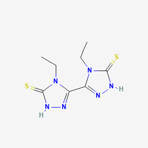 molecular formula C8H12N6S2 B2356691 4-ethyl-3-(4-ethyl-5-sulfanylidene-1H-1,2,4-triazol-3-yl)-1H-1,2,4-triazole-5-thione CAS No. 124994-94-1