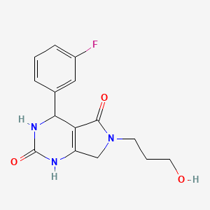 molecular formula C15H16FN3O3 B2356695 4-(3-氟苯基)-6-(3-羟丙基)-3,4,6,7-四氢-1H-吡咯并[3,4-d]嘧啶-2,5-二酮 CAS No. 958703-79-2