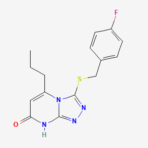 molecular formula C15H15FN4OS B2356701 3-((4-氟苄基)硫)-5-丙基-[1,2,4]三唑并[4,3-a]嘧啶-7(8H)-酮 CAS No. 891126-75-3