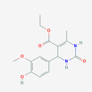 molecular formula C15H18N2O5 B2356704 Ethyl 4-(4-hydroxy-3-methoxyphenyl)-6-methyl-2-oxo-1,2,3,4-tetrahydropyrimidine-5-carboxylate CAS No. 123629-42-5