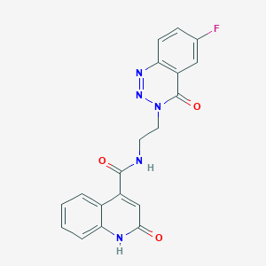 molecular formula C19H14FN5O3 B2356709 N-(2-(6-fluoro-4-oxobenzo[d][1,2,3]triazin-3(4H)-yl)ethyl)-2-hydroxyquinoline-4-carboxamide CAS No. 1904202-11-4