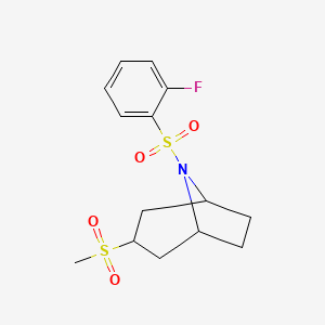 molecular formula C14H18FNO4S2 B2356715 (1R,5S)-8-((2-fluorophenyl)sulfonyl)-3-(methylsulfonyl)-8-azabicyclo[3.2.1]octane CAS No. 1706334-68-0